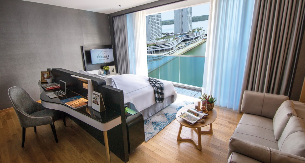 A studio premier room at Fraser Place Puteri Harbour. Contemporary serviced apartments in Johor Bahru, Malaysia. 