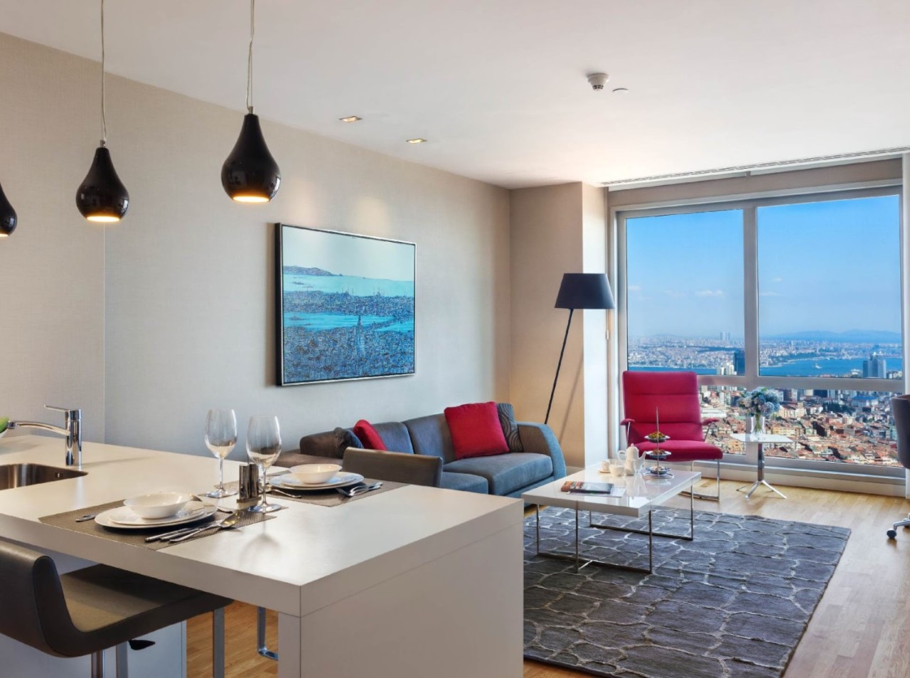 Enjoy sweeping views of the Bosphorus Strait at Fraser Place Anthill, luxury serviced apartments in Istanbul, Turkey.